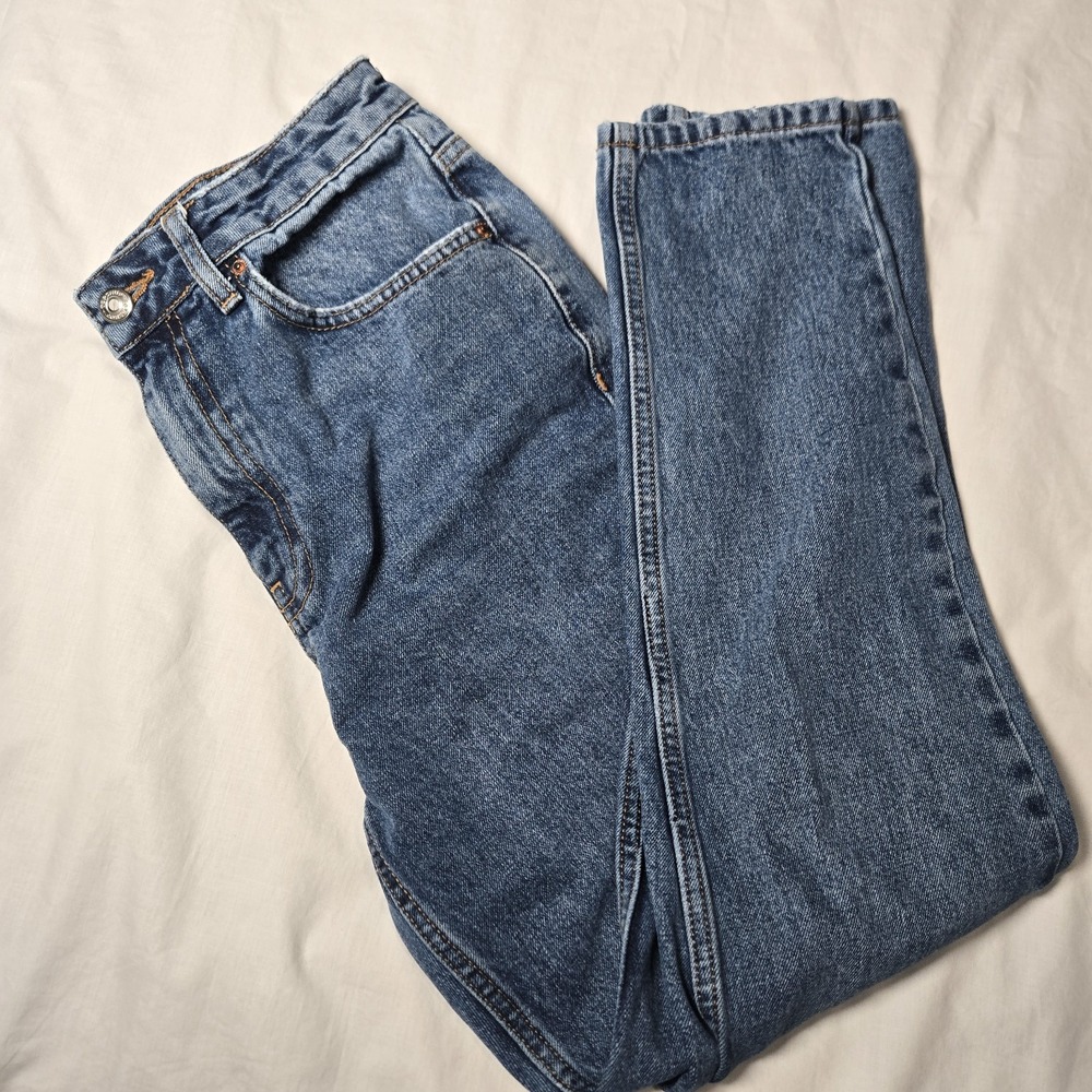 Topshop Moto Mom Jeans Measures 26x25‎ Blue Denim Cotton Skinny Ankle